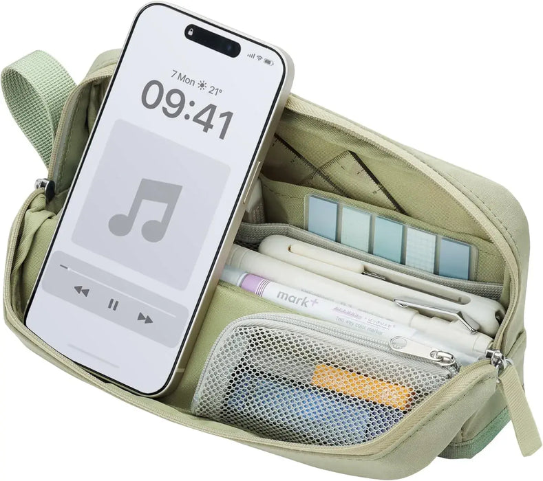 Kokuyo Large Capacity Pencil Case Tool Pen Organizer Kabako - Ash Green - 4901480407432