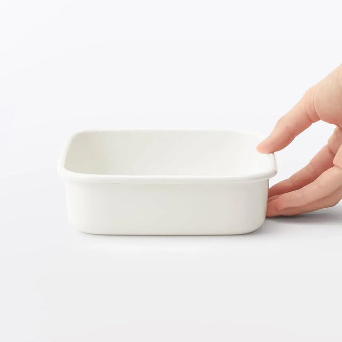 Muji Enameled Square Storage Container 6.3 Inch Compact Design