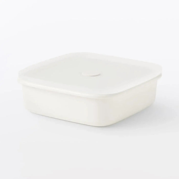 Muji Enameled Square Storage Container 6.3 Inch Compact Design