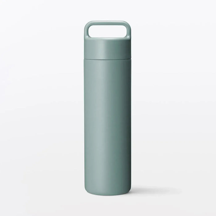 Muji Vacuum Insulated Thermal Bottle with Handle Type - Smoky Green 500ml - 4550723112659