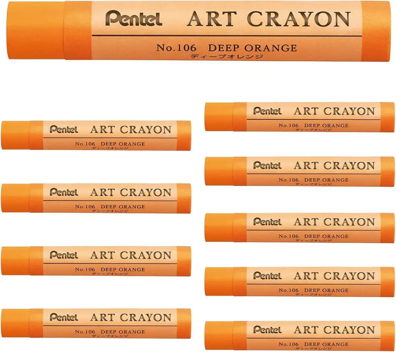 Pentel PTAC Art Crayons Creative Drawing Supplies - Deep Orange - 4902506436818