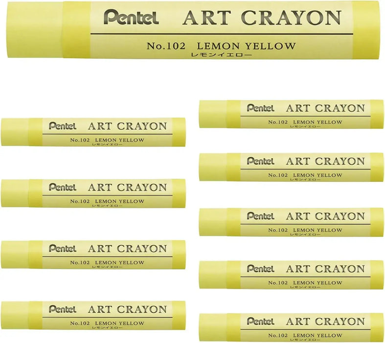 Pentel PTAC Art Crayons Creative Drawing Supplies - Lemon Yellow - 4902506436801