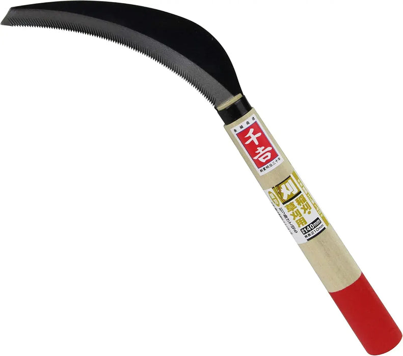 Senkichi Kama Rope Cutting Sickle Full Steel For Weeding and Trimming - Serrated Shrimp 140mm - 4977292666763