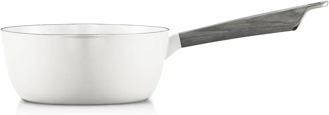 Vermicular Yukihira Cast Enamel Snow Flat Pot Japanese Cookware - 16cm Sea Salt White - 4582693929425