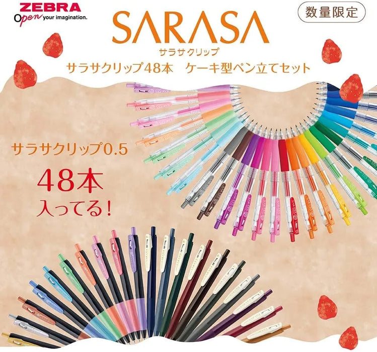 Zebra Gel Ballpoint Pen 0.5mm 48 Colors with Cake Shape Holder Set