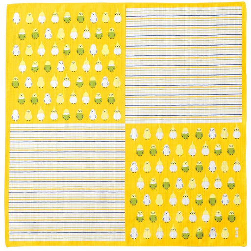 Hama Pattern Parakeet Arrangement Furoshiki - 50Cm Yellow Cloth-Kiichin - The #1 Place for Japanese Goods in Your Hand!