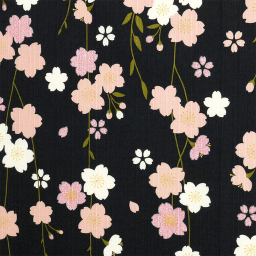 Hama Pattern Furoshiki 50Cm - Black Japan Cherry Blossoms-Kiichin - The #1 Place for Japanese Goods in Your Hand!