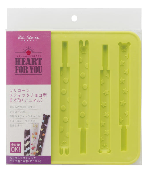 Kai Corporation Silicone Chocolate Mold 6 Sticks Animal DL-6373-Kiichin - The #1 Place for Japanese Goods in Your Hand!