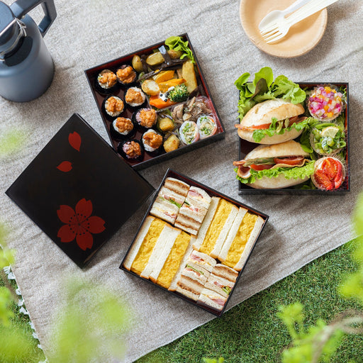 Miyamoto Sakura 3-Tier Jubako Box - 150mm ABS Resin-Kiichin - The #1 Place for Japanese Goods in Your Hand!