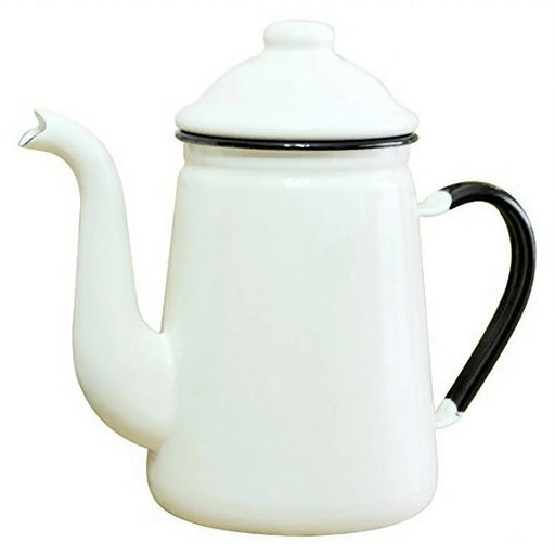 Noda Horo Enamel Coffee Pot #11 - White Stylish and Functional Kitchen Essential-Kiichin - The #1 Place for Japanese Goods in Your Hand!