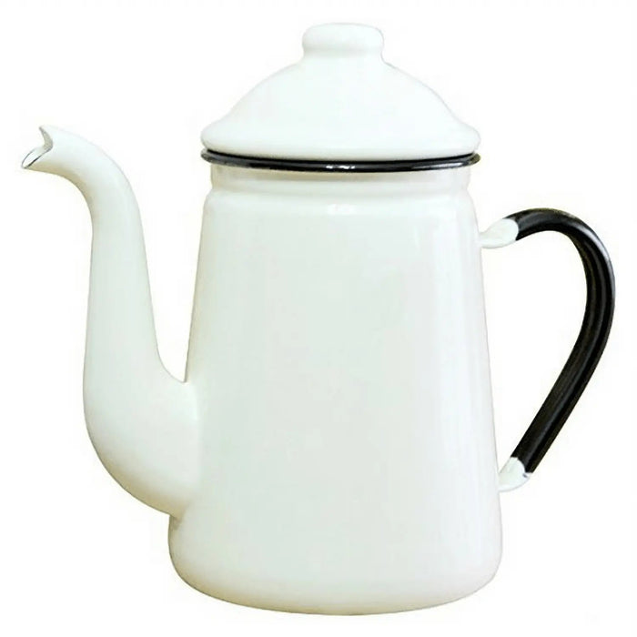 Noda Horo Enamel Coffee Pot #13 - White Premium Enamel Coffee Maker-Kiichin - The #1 Place for Japanese Goods in Your Hand!