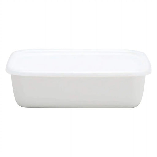 Noda Horo White Enamel Rectangle Deep Food Containers - Medium Size-Kiichin - The #1 Place for Japanese Goods in Your Hand!