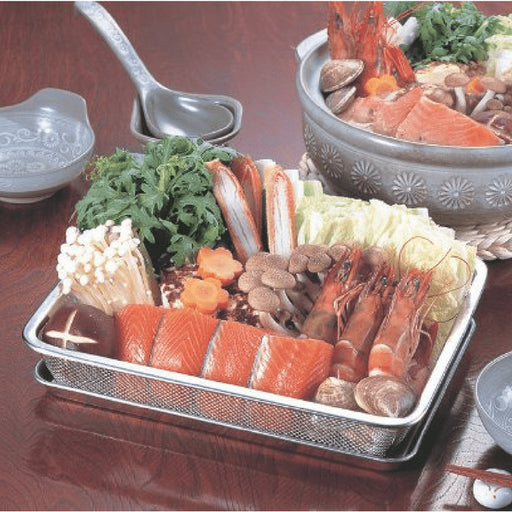 Shinetsu Works Stainless Steel Rectangular Deep Mesh Colander 6.5 Mesh No.18 Japan (270X207mm)-Kiichin - The #1 Place for Japanese Goods in Your Hand!