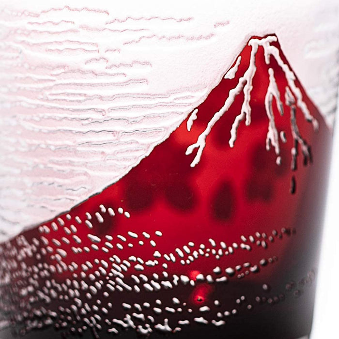 Taburō Koubou Edo Glass Red Fuji Nami Fuji Sakura Cup Pair Japan - Tb022-204R_206B-Kiichin - The #1 Place for Japanese Goods in Your Hand!