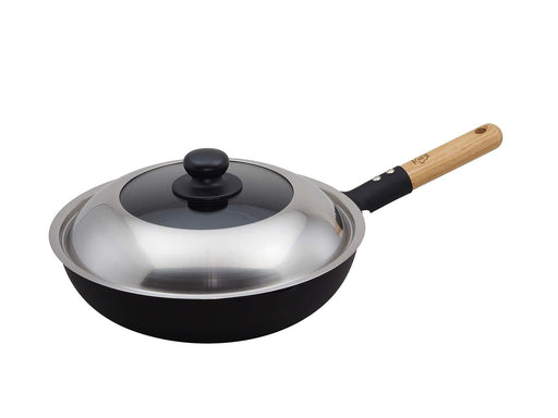 Takumi Japan 30Cm Gray Stir Fry Pot with Magma Plate & Glass Lid-Kiichin - The #1 Place for Japanese Goods in Your Hand!