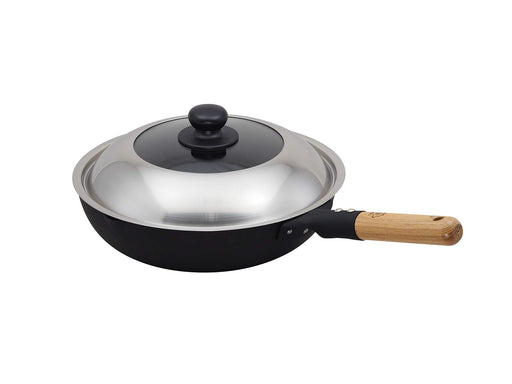 Takumi Japan 30Cm Gray Stir Fry Pot with Magma Plate & Glass Lid-Kiichin - The #1 Place for Japanese Goods in Your Hand!