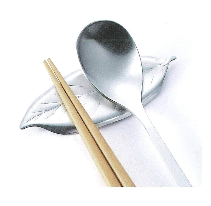 Tsubame Shinko Stainless Steel Leaf-Shaped Cutlery Rest - Elegant Silver Holder-Kiichin - The #1 Place for Japanese Goods in Your Hand!