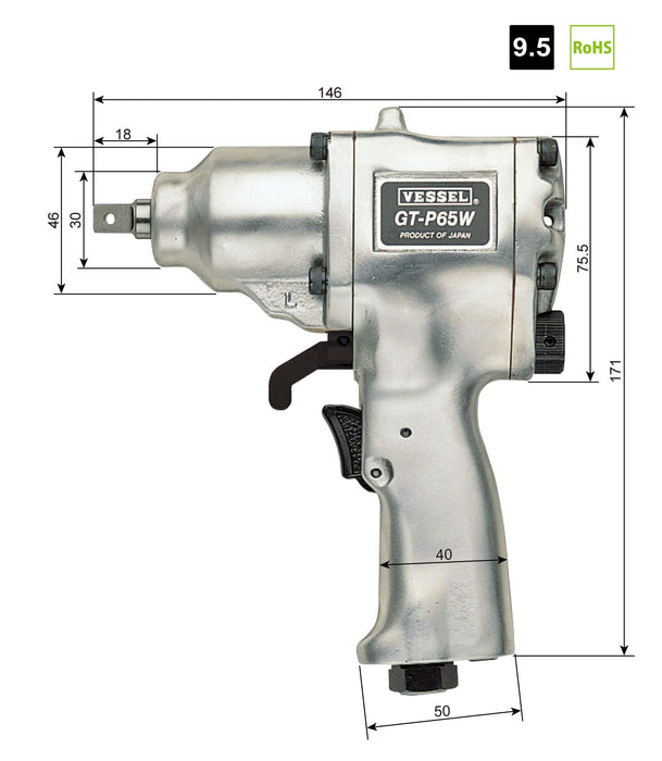 Vessel GT-P65W Air Impact Wrench Double Hammer-Kiichin - The #1 Place for Japanese Goods in Your Hand!