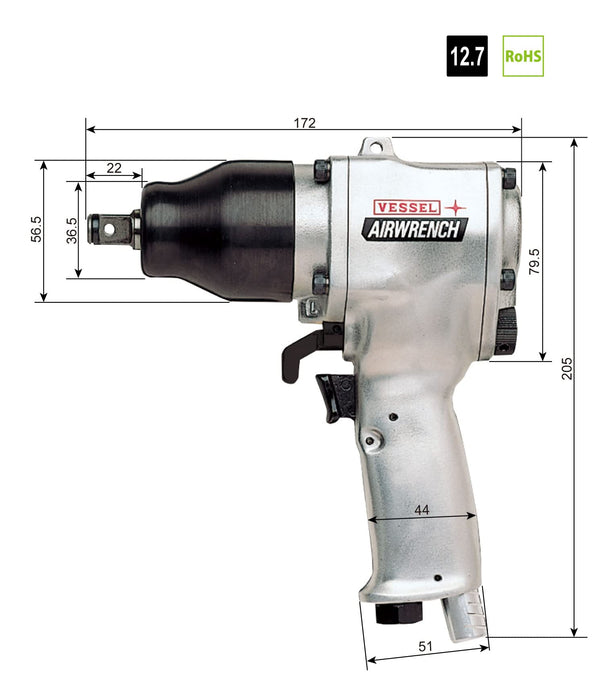 Vessel GT-1600VP Ultralight Air Impact Wrench-Kiichin - The #1 Place for Japanese Goods in Your Hand!