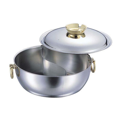 Wadasuke 23cm Stainless Steel Induction Shabu Shabu Hot Pot with Divider-Kiichin - The #1 Place for Japanese Goods in Your Hand!