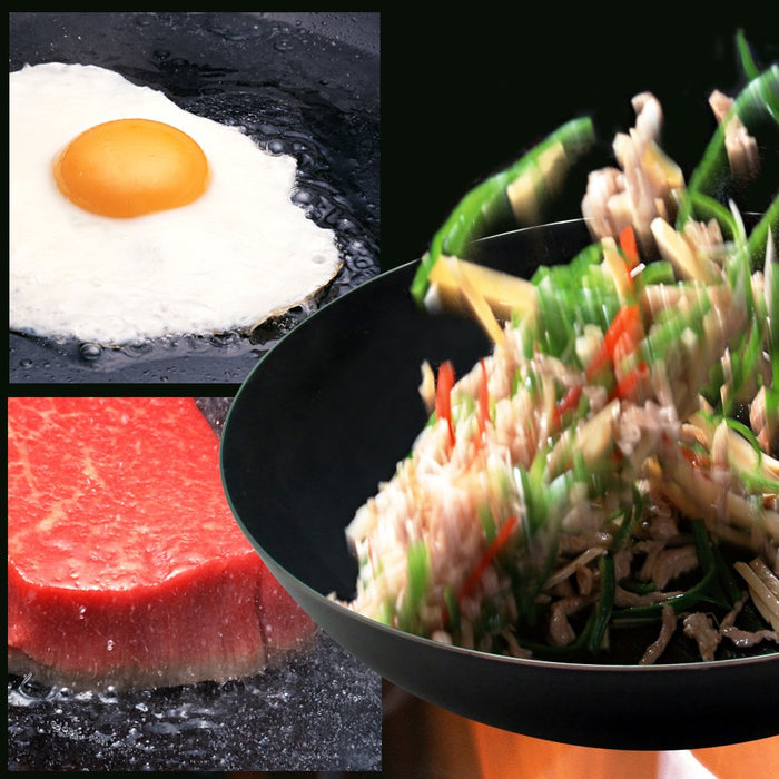 Premium 26cm Iron Black Leather Frying Pan - Japan IH/Gas Compatible - Wahei Freiz-Kiichin - The #1 Place for Japanese Goods in Your Hand!