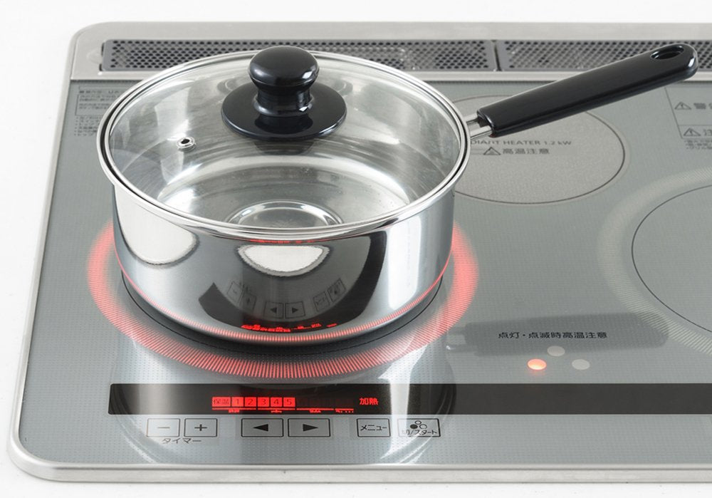 Yoshikawa 20Cm IH Compatible One-Handed Pot - Silver Stainless Cookware-Kiichin - The #1 Place for Japanese Goods in Your Hand!